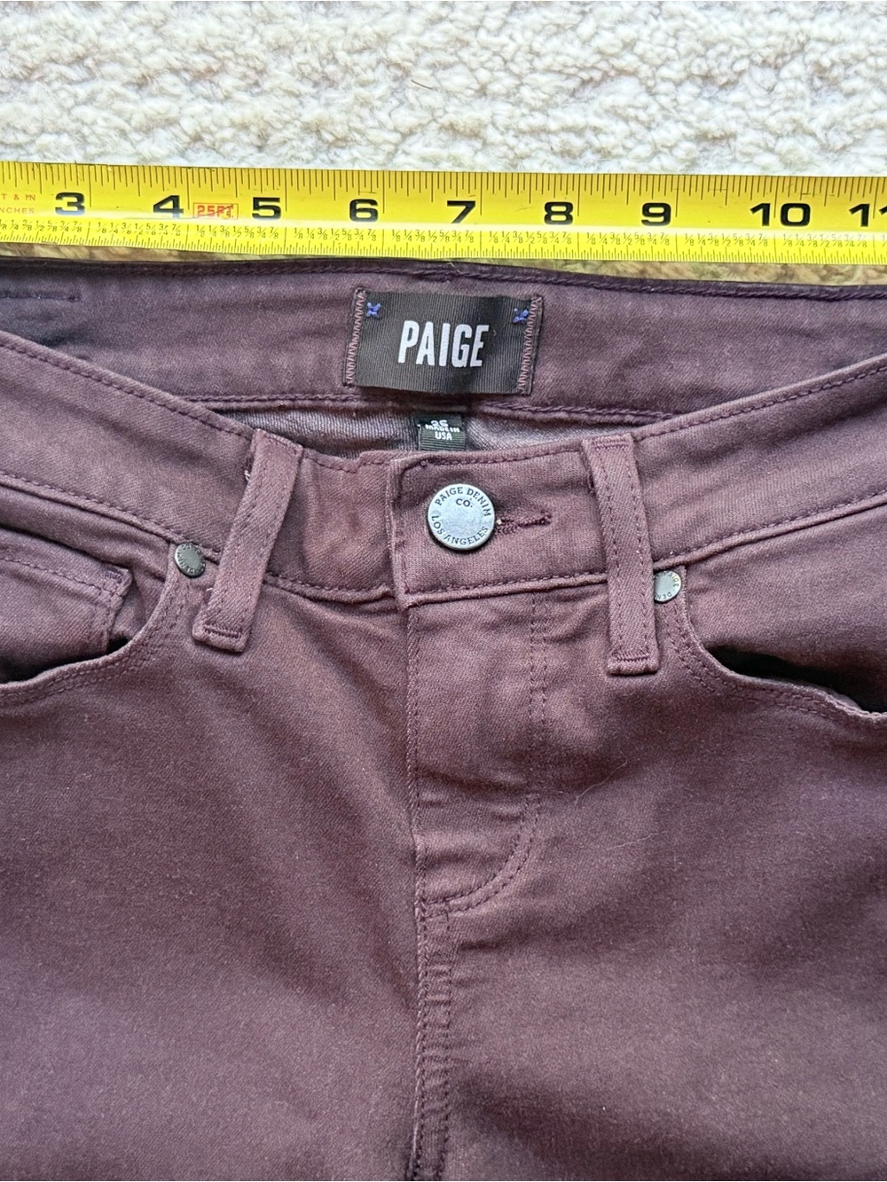 PAIGE $189 Verdugo Ultra Skinny Jeans in Dark Wine 25 - Picture 7 of 8